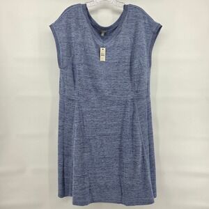 Talbots‎ Dress XL New Blue Heather Knit V Neck Short Sleeve Casual